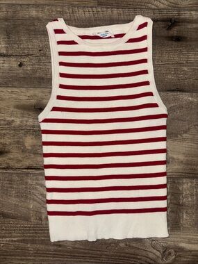 Double Zero Red and Cream Striped Tank